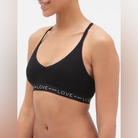 GAP LOVE White Stretch Cotton Bralette XL Set of 2! Black gray pullover Bra soft - Picture 2 of 12